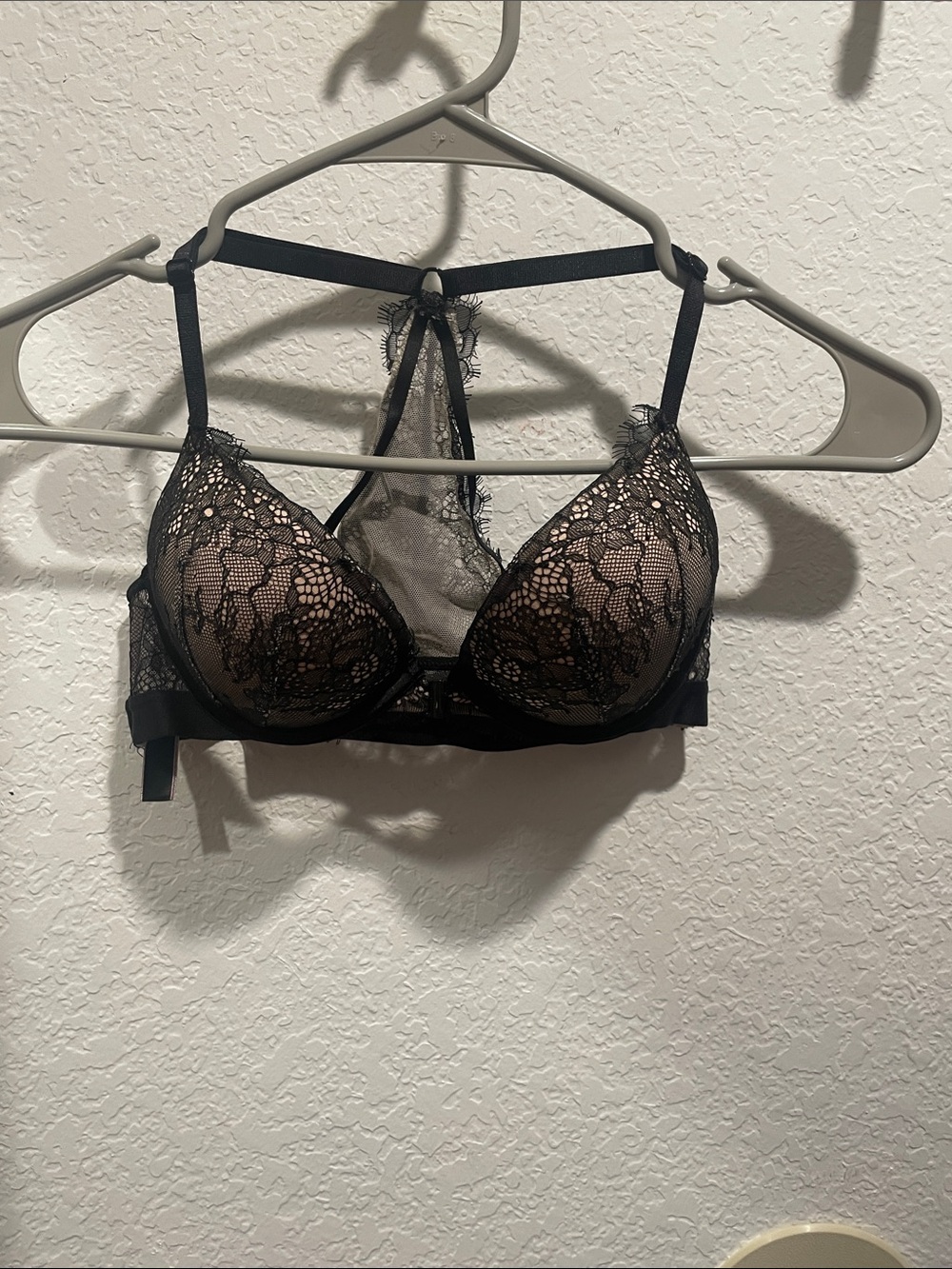 Victoria's Secret Black Lace Push-Up Bra with Strappy Back